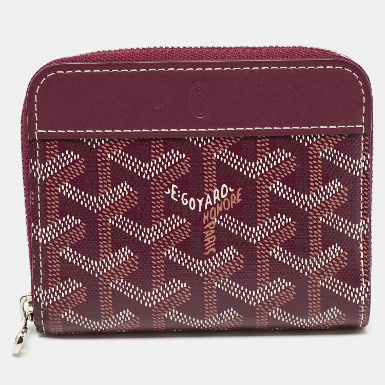 Pre Owned Goyard Burgundy Goyardine Coated Canvas and Leather Matignon PM Wallet