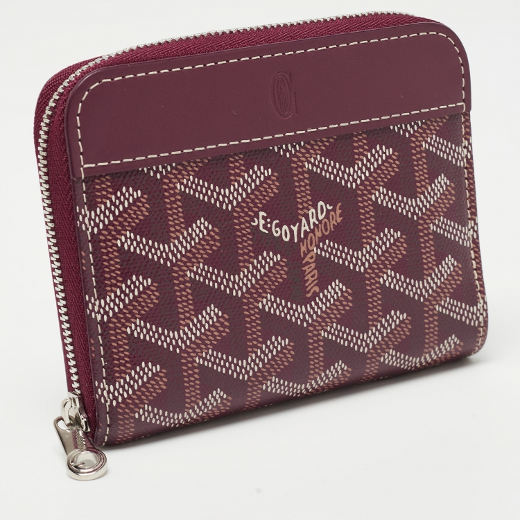 Pre Owned Goyard Burgundy Goyardine Coated Canvas and Leather Matignon PM Wallet