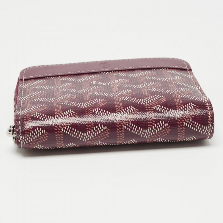 Pre Owned Goyard Burgundy Goyardine Coated Canvas and Leather Matignon PM Wallet