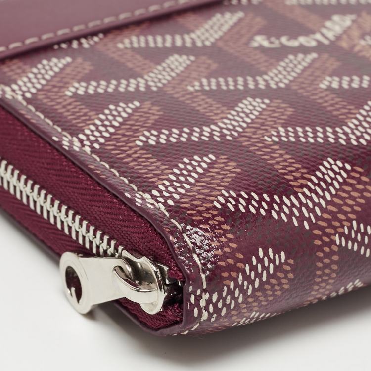Pre Owned Goyard Burgundy Goyardine Coated Canvas and Leather Matignon PM Wallet