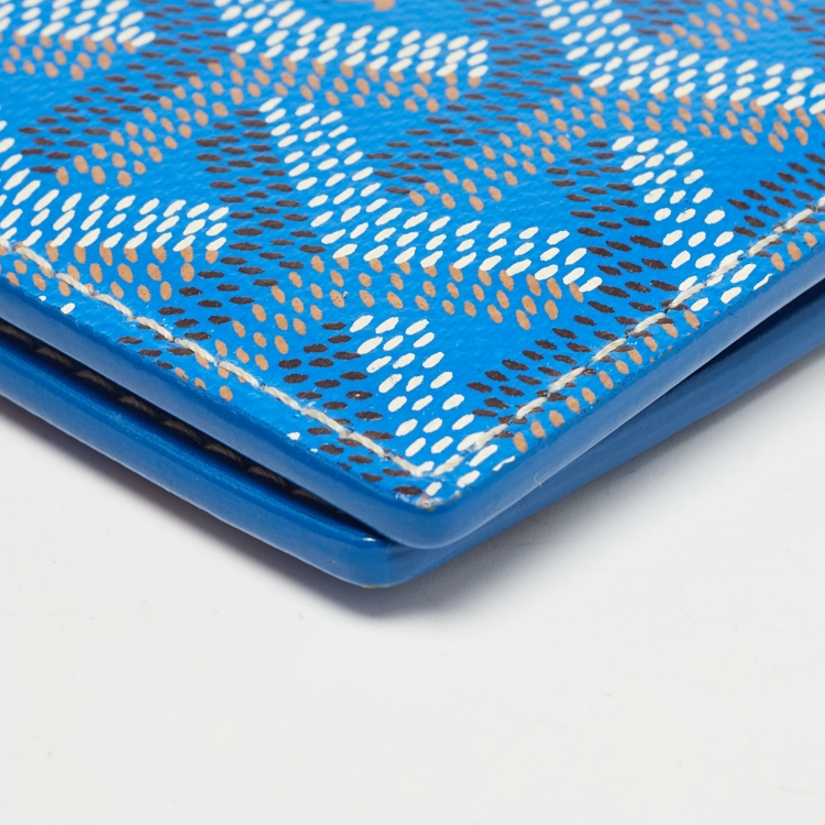 Pre Owned Goyard Blue Goyardine Coated Canvas Saint Pierre Card Holder