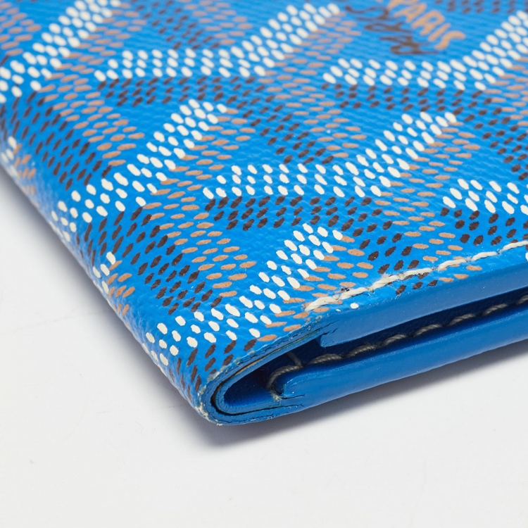 Pre Owned Goyard Blue Goyardine Coated Canvas Saint Pierre Card Holder