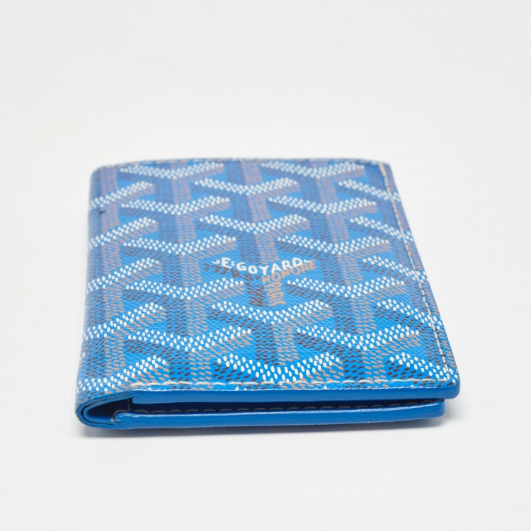 Pre Owned Goyard Blue Goyardine Coated Canvas Saint Pierre Card Holder