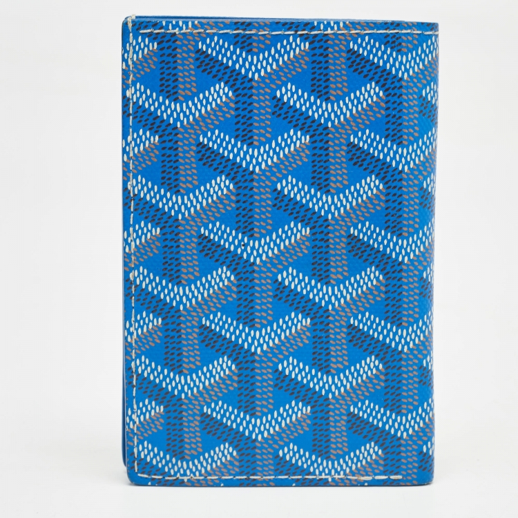 Pre Owned Goyard Blue Goyardine Coated Canvas Saint Pierre Card Holder
