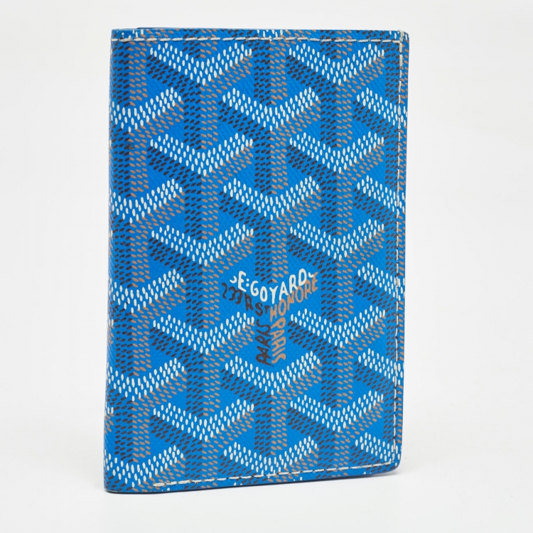 Pre Owned Goyard Blue Goyardine Coated Canvas Saint Pierre Card Holder