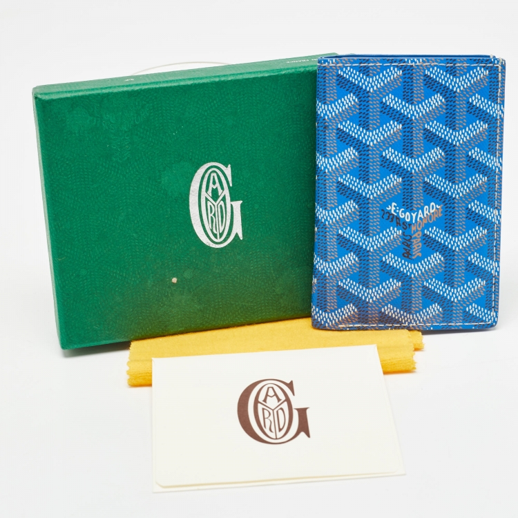 Pre Owned Goyard Blue Goyardine Coated Canvas Saint Pierre Card Holder