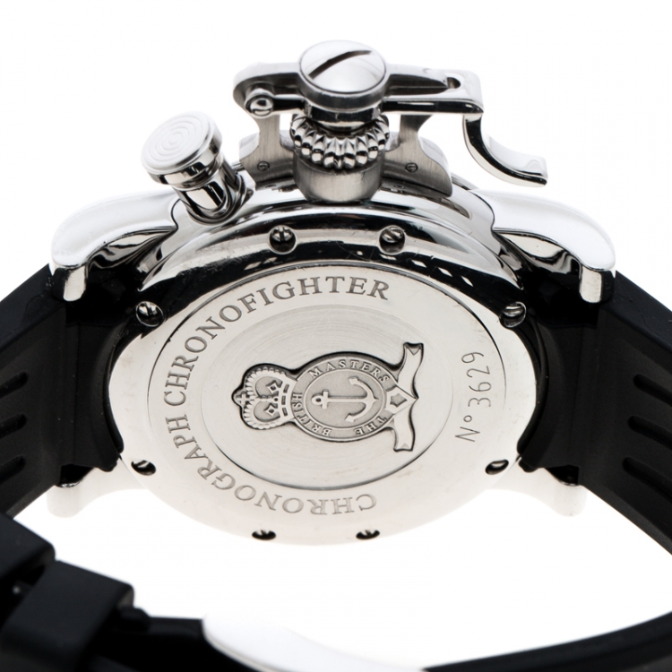 Pre Owned Graham White Stainless Steel Chronofighter 2CFAS Men's Wristwatch 43 mm