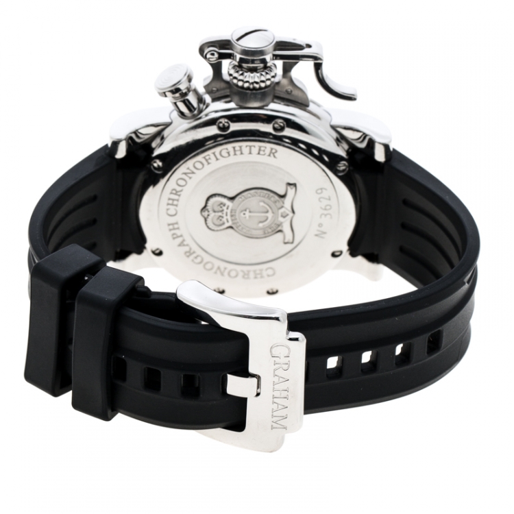 Pre Owned Graham White Stainless Steel Chronofighter 2CFAS Men's Wristwatch 43 mm