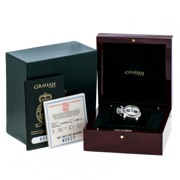 Pre Owned Graham White Stainless Steel Chronofighter 2CFAS Men's Wristwatch 43 mm