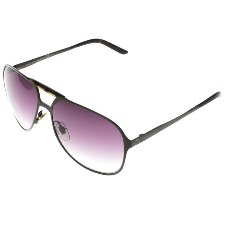 Pre Owned Gucci Brown/ Purple Gradient GG2206/S Aviator Sunglasses