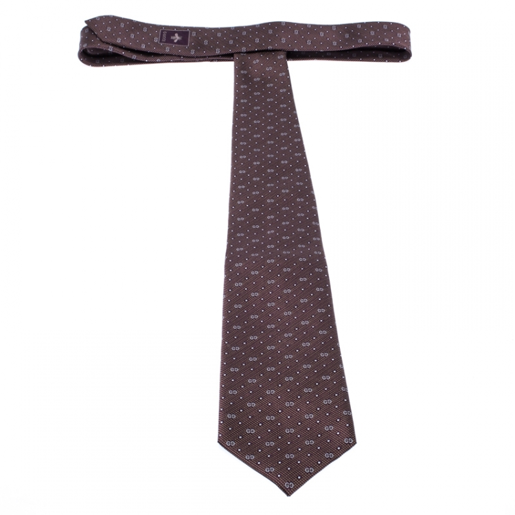 مملوكة مسبقًا Gucci Burgundy Guccissima Silk Jacquard Tie