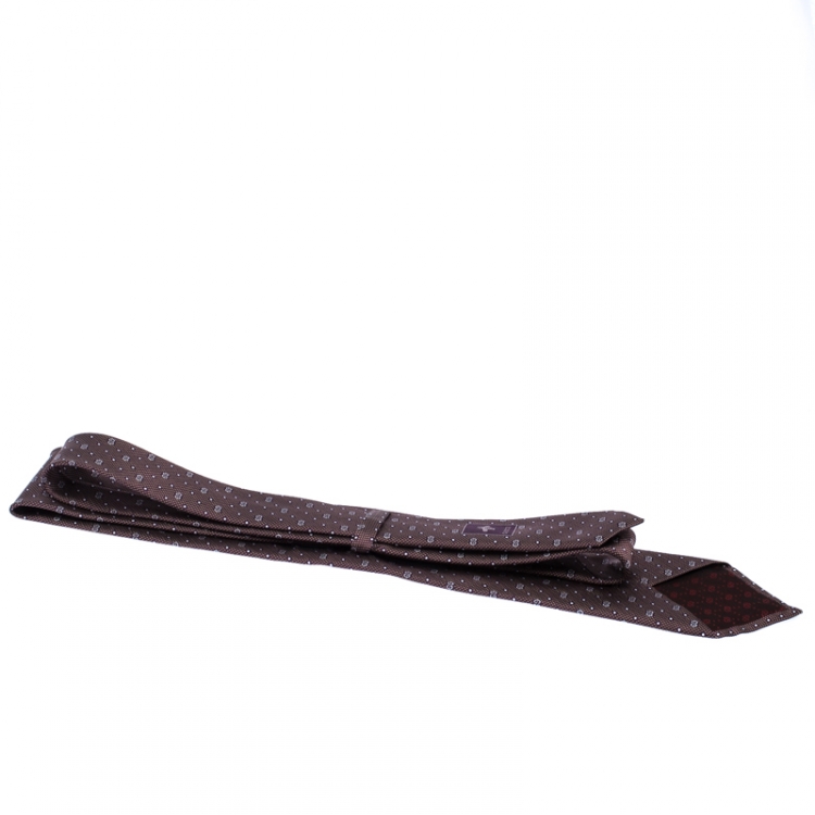 مملوكة مسبقًا Gucci Burgundy Guccissima Silk Jacquard Tie