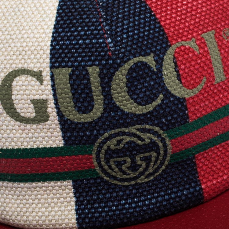 Pre Owned  Gucci Multicolor Linen Sylvie Baseball Hat L