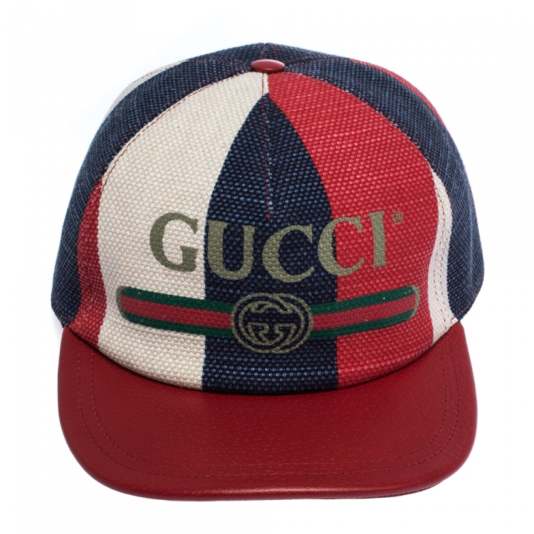 Pre Owned  Gucci Multicolor Linen Sylvie Baseball Hat L