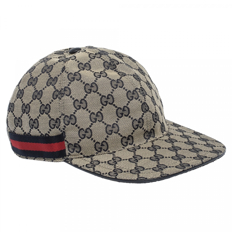 Original GG canvas baseball hat with Web in beige and blue