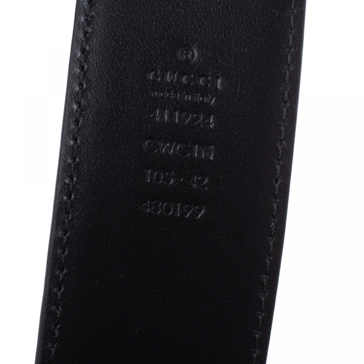 مملوكة مسبقًا Gucci Black Guccissima Leather Interlocking G Buckle Belt 105CM