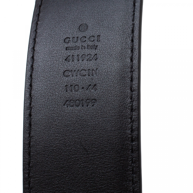 Pre Owned Gucci Black Guccissima Leather Interlocking G Buckle Belt 110CM