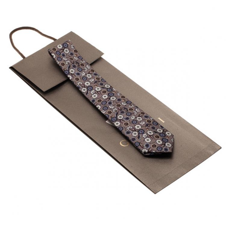 Pre Owned Gucci Grey Floral Print Silk Tie