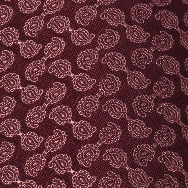 Pre Owned Gucci Red Paisley Print Silk Tie