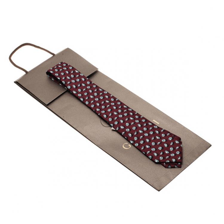 Pre Owned Gucci Red Umbrella Print Silk Tie