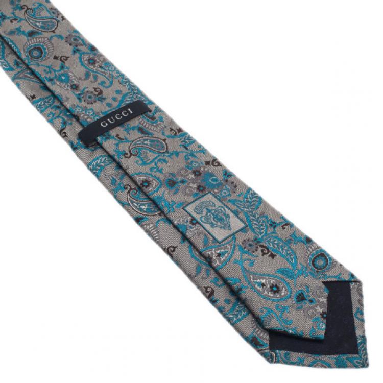 مملوكة مسبقًا Gucci Blue Paisley Print Silk Tie