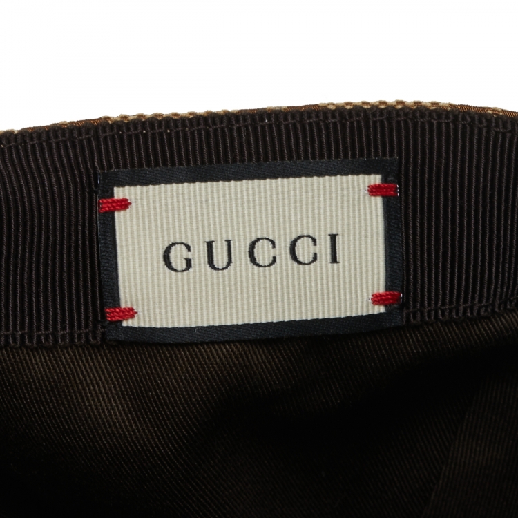 Pre Owned Gucci Beige Guccissima Web Stripe Detail Canvas Baseball Cap M