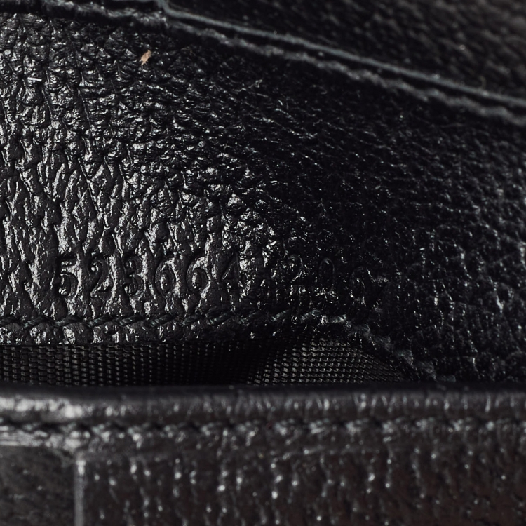 Pre Owned Gucci Black Leather Animalier Bifold Compact Wallet