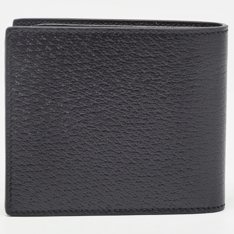 Pre Owned Gucci Black Leather Animalier Bifold Compact Wallet
