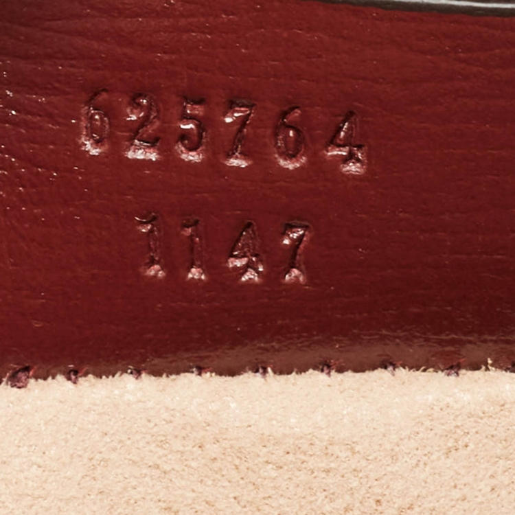 Pre Owned Gucci Burgundy/Beige GG Supreme Canvas and Leather Interlocking G Travel Pouch 