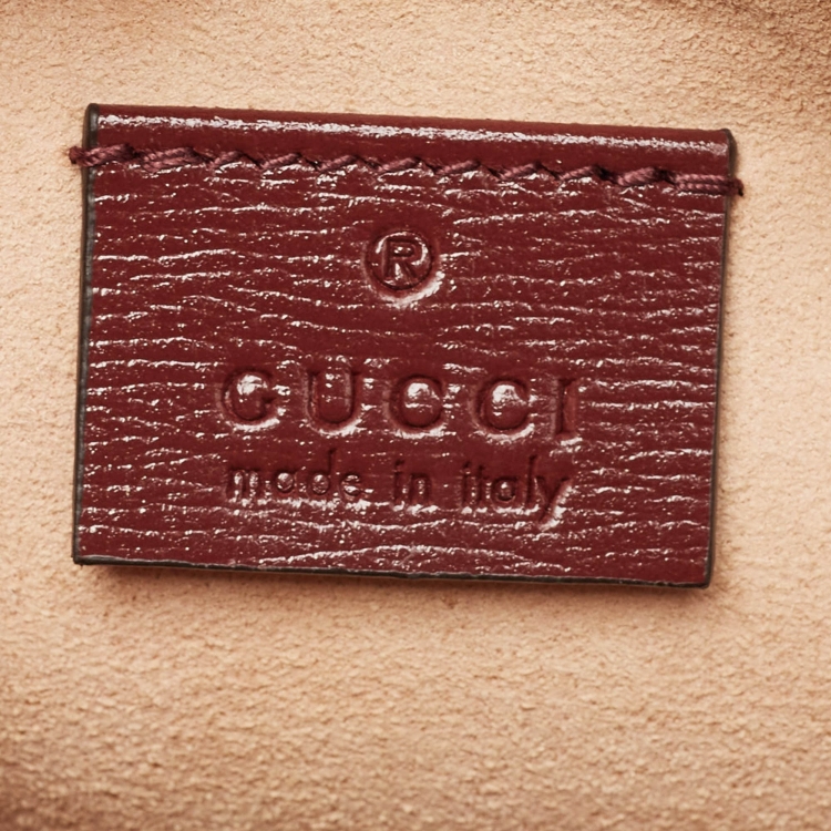 Pre Owned Gucci Burgundy/Beige GG Supreme Canvas and Leather Interlocking G Travel Pouch 
