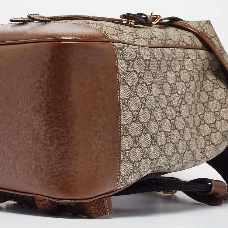 Pre Owned Gucci Beige/Ebony GG Supreme Canvas and Leather Medium Interlocking G Backpack