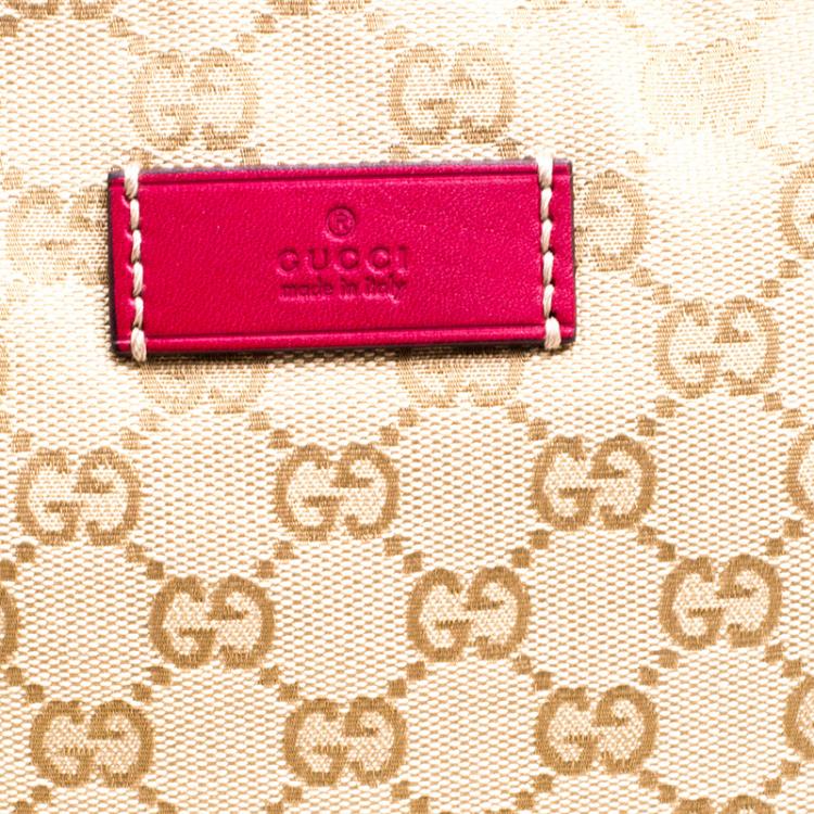 Pre Owned Gucci Beige/Burgundy GG Canvas Carryall Duffel Bag