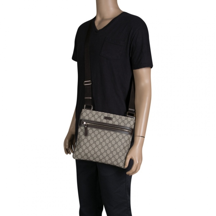 Beige/Brown GG Canvas Flat Messenger Bag Gucci | TLC