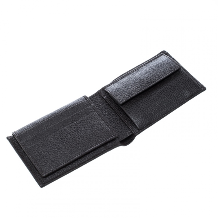 مملوكة مسبقًا Gucci Dark Brown Grain Leather Bifold Wallet