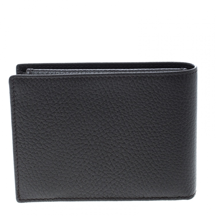 مملوكة مسبقًا Gucci Dark Brown Grain Leather Bifold Wallet