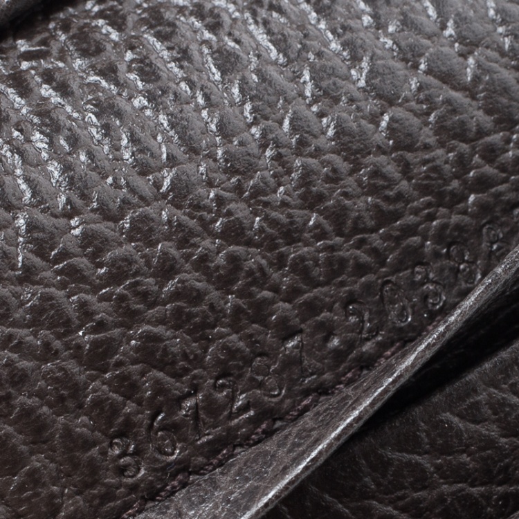 مملوكة مسبقًا Gucci Dark Brown Grain Leather Bifold Wallet