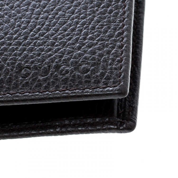 مملوكة مسبقًا Gucci Dark Brown Grain Leather Bifold Wallet