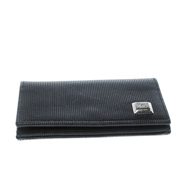 مملوكة مسبقًا Gucci Black Textured Leather Card Case