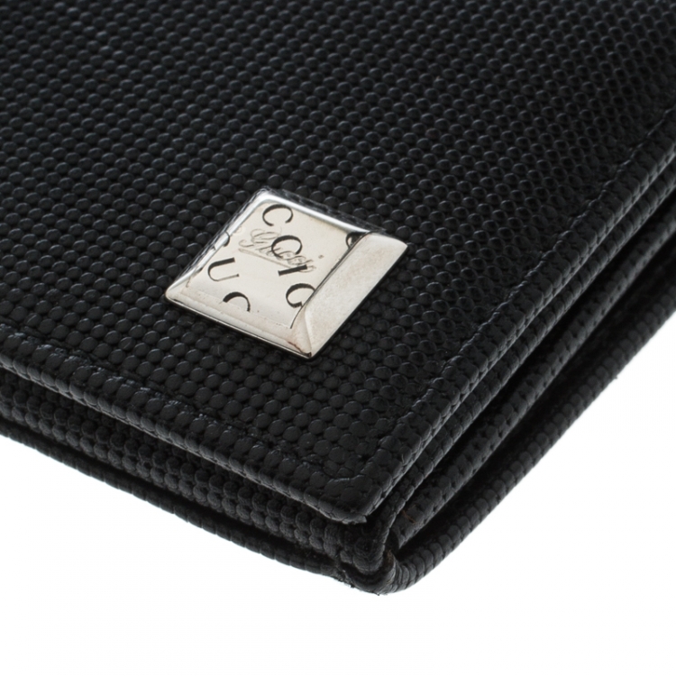 مملوكة مسبقًا Gucci Black Textured Leather Card Case