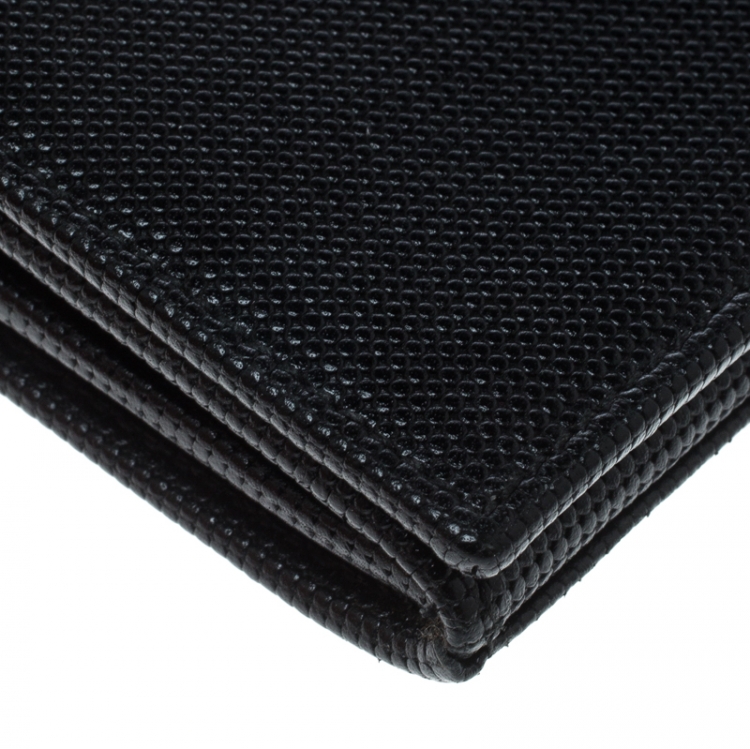 مملوكة مسبقًا Gucci Black Textured Leather Card Case