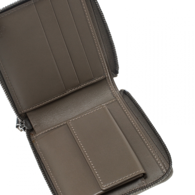 Pre Owned Gucci Taupe Guccissima Leather Zip Around Wallet 
