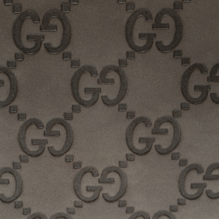 Pre Owned Gucci Taupe Guccissima Leather Zip Around Wallet 