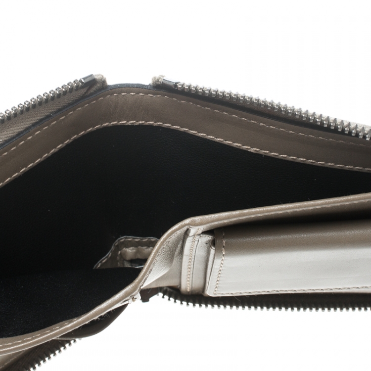 Pre Owned Gucci Taupe Guccissima Leather Zip Around Wallet 