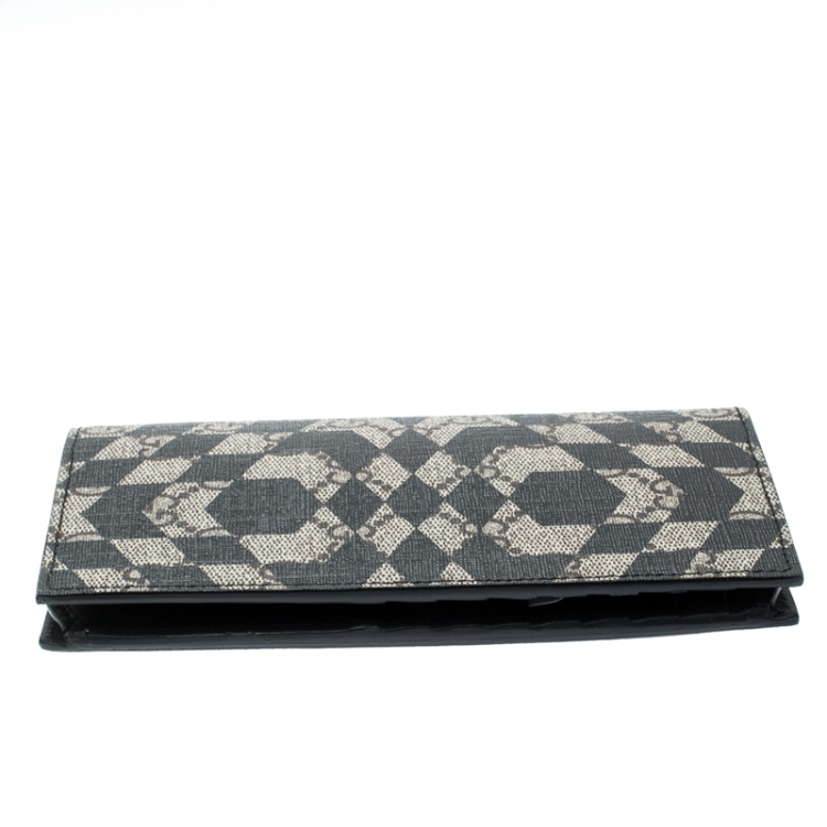 Pre Owned Gucci Beige/Black GG Supreme Canvas Bifold Continental Wallet