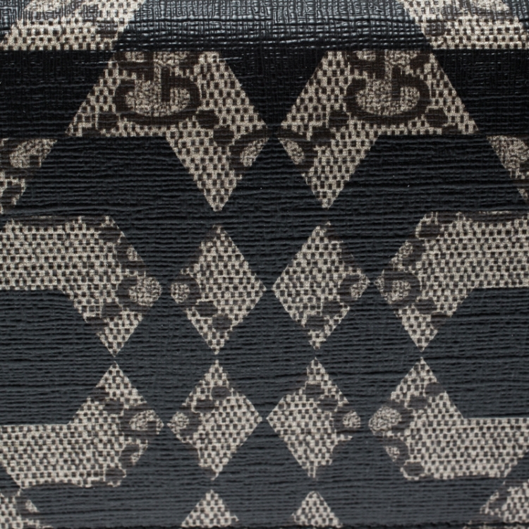 Pre Owned Gucci Beige/Black GG Supreme Canvas Bifold Continental Wallet
