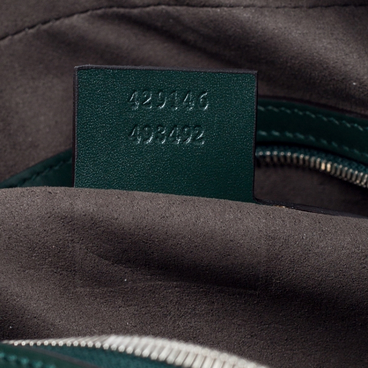Pre Owned Gucci Dark Green Guccissima Leather Pouch 