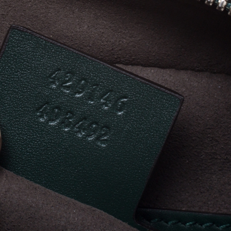 Pre Owned Gucci Dark Green Guccissima Leather Zip Wristlet Pouch