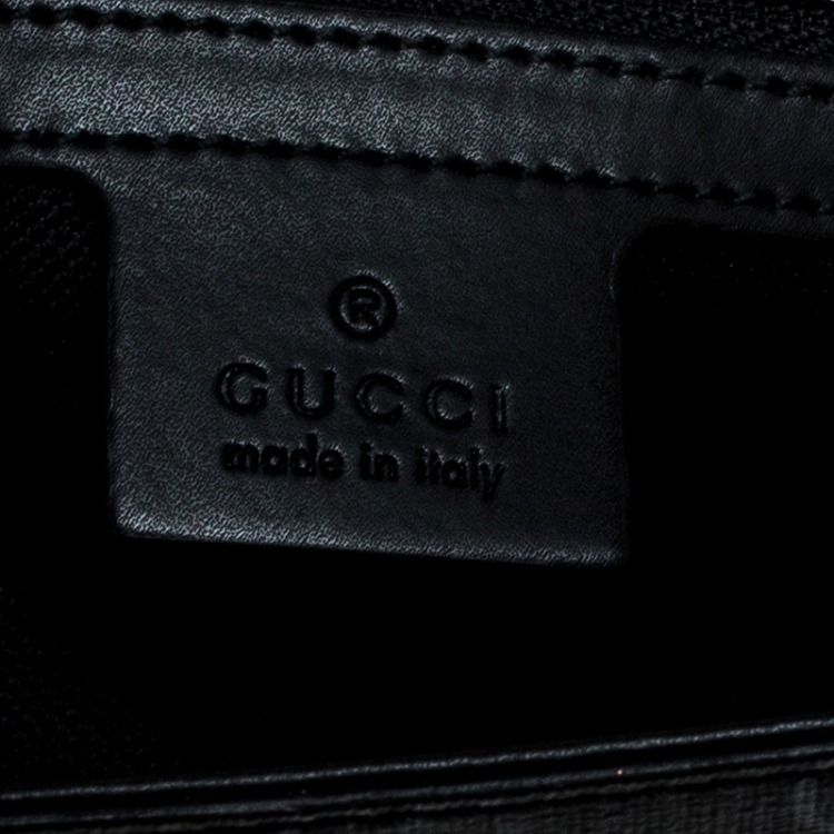 Pre Owned Gucci Black GG Supreme Canvas and Leather Web Messenger Bag