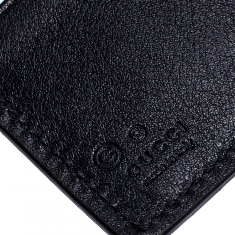 Pre Owned Gucci Navy Blue Microguccissima Leather Bifold Wallet