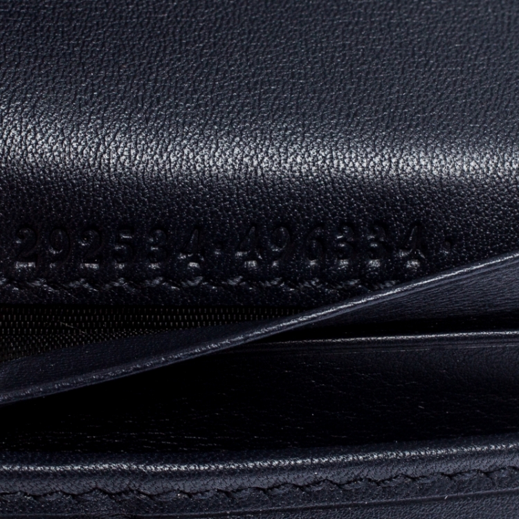 Pre Owned Gucci Navy Blue Microguccissima Leather Bifold Wallet